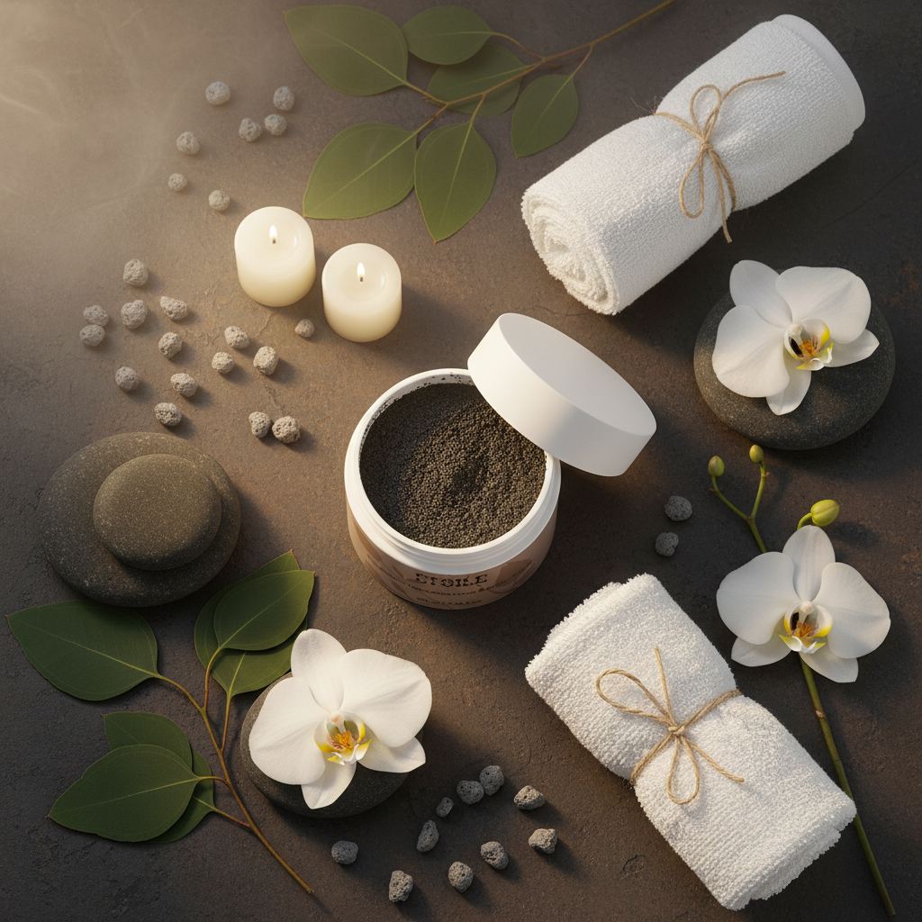 Flat Lay Spa - Scrub Vulcano